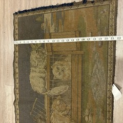 Vtg Velvet Art Tapestry Wall Hanging Rug Kittens Cats Kitties 39×21 Tan 70s Rare