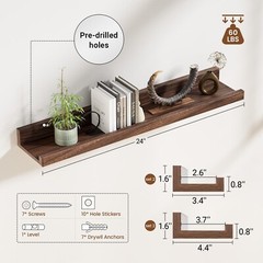 Picture Ledge Shelf,24 inch Long Floating Shelves for Wall Set of 4,Picture S…