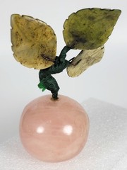 Vintage Hand Carved Hardstone Apple ~ Pink Onyx Marble ~ 2 Inches