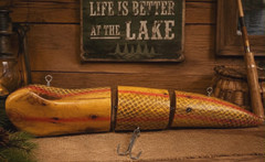 Vintage Handcrafted Minnesota Wooden Jointed Trout Fish Wall Hanging Cabin Decor