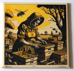 Bee Keeping Woman FRIDGE MAGNET sign label honey hives apiarist