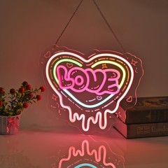 hColor-Changing LED Heart Neon Sign – Romantic Multicolor Room & Christmas Decor