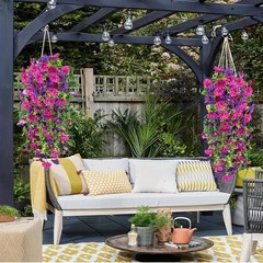 4PCS Artificial Morning Glory Vines UV Resistant Hanging Flowers Outdoor Decor