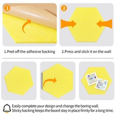 10 Pack 12 In Hexagon Felt Bulletin Cork Board Tiles Removable Adhesive Pushpins
