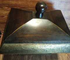 Tabletop Decorative Covered Box & Removable Lid Wood Cover With Laminate Brass