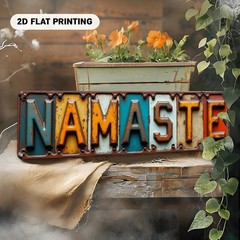 Namaste Multi Color License Plate Metal Sign Boho Yoga Studio Wall Decor Plaque