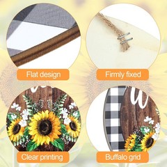 12 x 12 Inches Sunflower Sign Hanging Spring Summer Sunflower Welcome Sign Door