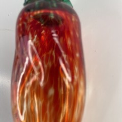 Murano Style Chili Pepper Ornament Blown Glass Italian Cornicello Red Lrg 9”