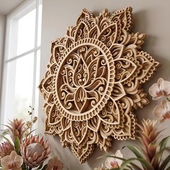 American- Mandala Wall Decor 12 Inch Multilayer Wooden Lotus Mandala Wall ART