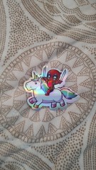 Deadpool Unicorn Holographic Sticker 5in Water Resistant Vinyl Decal Laptop Lugg