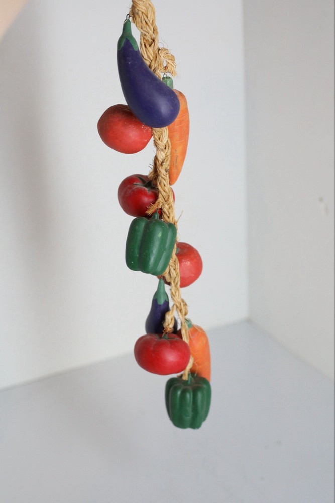 Assorted Multi-Color Hanging Vegetables in a Braided Rope Home Decor