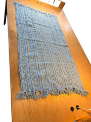Handmade Knit Blanket / Afghan/ Throw Textured Cable Pattern-Blue 56×30 in