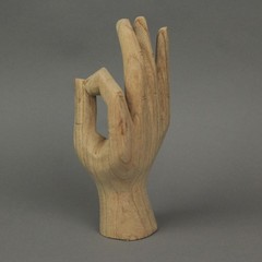 Zeckos Carved Wooden A-OK Hand Gesture Statue Natural Finish 8 Inches High