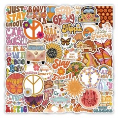 50 PCS Retro Hippie Life Stickers Groovy Peace Love Decals Laptop Hydro Set A