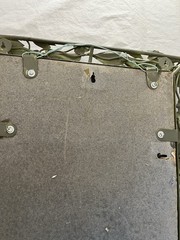 Vintage Tole Mirror Rectangular with Metal Floral and Vine Border