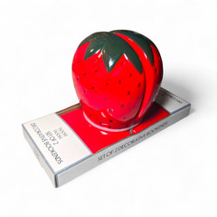 Room 2 Room Strawberry Bookends Set of 2 Glossy Red Ceramic Fruit Decor NEW