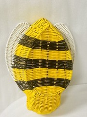 Bee Wicker Basket Ciroa NEW Plastic Resin 13×11.5” Bumble Yellow Black