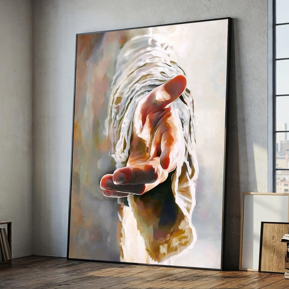 Jesus Reaching Hand Canvas Wall Art Christian Faith Inspirational Decor