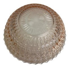 Vintage Large Crystal Cut Pale Pink 8.5″ Round Glass Serving Bowl Small Chip