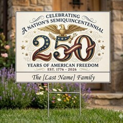 Custom 250 Years Of American Freedom 1776-2026 Semiquincentennial Yard Sign