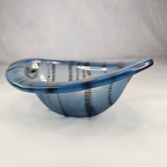 Mid Century Modern Frosted Gold Blue Swirl Glass Bowl Dish Decorative Accent