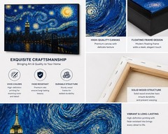 Van Gogh Style NYC Canvas Wall Art New York Skyline Starry Night Print 24×36inch