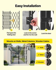 Double Folding Security Gate, Lockable Scissor Gate With 360° Swivel Casters, Ou
