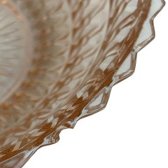 Vintage Large Crystal Cut Pale Pink 8.5″ Round Glass Serving Bowl Small Chip