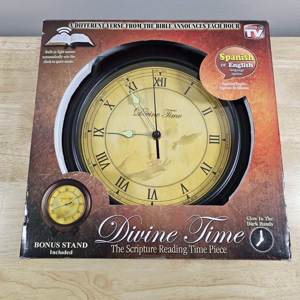 Divine Time Scripture Reading Wall Clock Bible Verse Piece English & Spanish