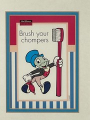 Set of 2 VTG Walt Disney Pinocchio Jiminy Cricket Bathroom Art Prints 8×10 Frame