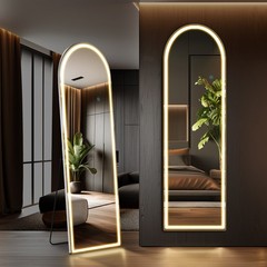 Curved/rectangular LED full-length mirror Floor-length full-length mirror