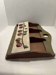 Vintage Wood Apple Mail Letter Key Holder Organizer Wall Hanging