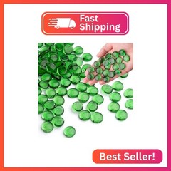 Green Glass Marbles, 0.97 LB Transparent and Smooth Flat Glass Beads for Vases,