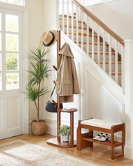 Pipishell Coat Rack, Freestanding Hall Tree with 8 Hooks & Storage Shelf, Sol…