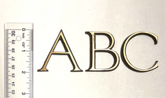 Solid Cast Bronze Letters, Shiny Burnished Brushed Fronts, 1-15/16″ H
