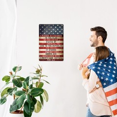 Patriotic Metal Tin Sign Vintage US Pledge of Allegiance Wall Art Decor Retro…