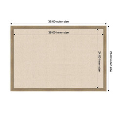 Woodgrain 26 In. X 38 In. Brown Wood Framed Neutral Linen Memo Board