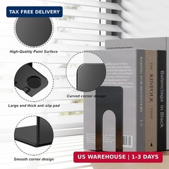 Optomni Book Ends, 3 Pairs of Small Bookends for Shelves, 3.9 x 2.8 × 5.2 in, Bl
