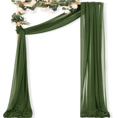 Olive Green Wedding Arch Draping Fabric 1 Panel 29″ x 20 FT Extra Long Gauze …