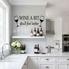 WINE A BIT Quote Letter Wall Sticker Decal Home Arts Kitchen Decoration decor