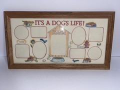 Vintage “It’s A Dog’s Life” 10 Photo Collage Wood Frame 18”x9.5”