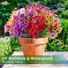 24 Bundles Vibrant UV Resistant Artificial Flowers – Indoor/Outdoor Decor