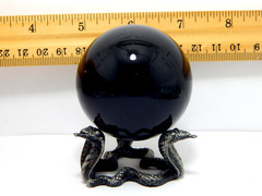 Black Obsidian Sphere – 2″ Inches with cobra stand