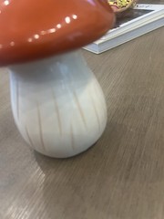 Large Ceramic Mushroom MCM Style Orange & Cream – 6 inches tall