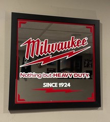 Milwaukee Tools Mirror | Framed Hanging Sign Wall Decor | Workshop, Garage, Bar