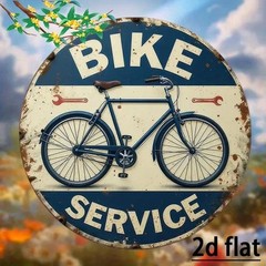 Vintage Bicycle Service Metal Tin Sign Retro Bike Garage Wall Decor Bar 20cm