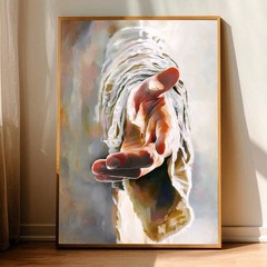 Jesus Reaching Hand Canvas Wall Art Christian Faith Inspirational Decor