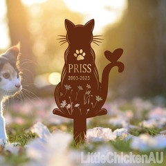 Custom Cat Pet Memorial Garden Stake, Personalized Grave Marker Stake, Cat