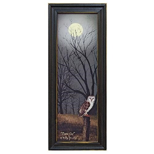 New «BARN OWL» by Billy Jacobs, Ready to Hang, Black Framed Print 20″h x 8″w