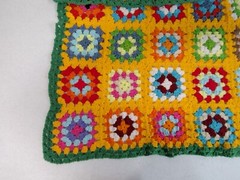 Afghan Multicolored Blanket Throw Crochet Granny Square Textured Homemade Chunky